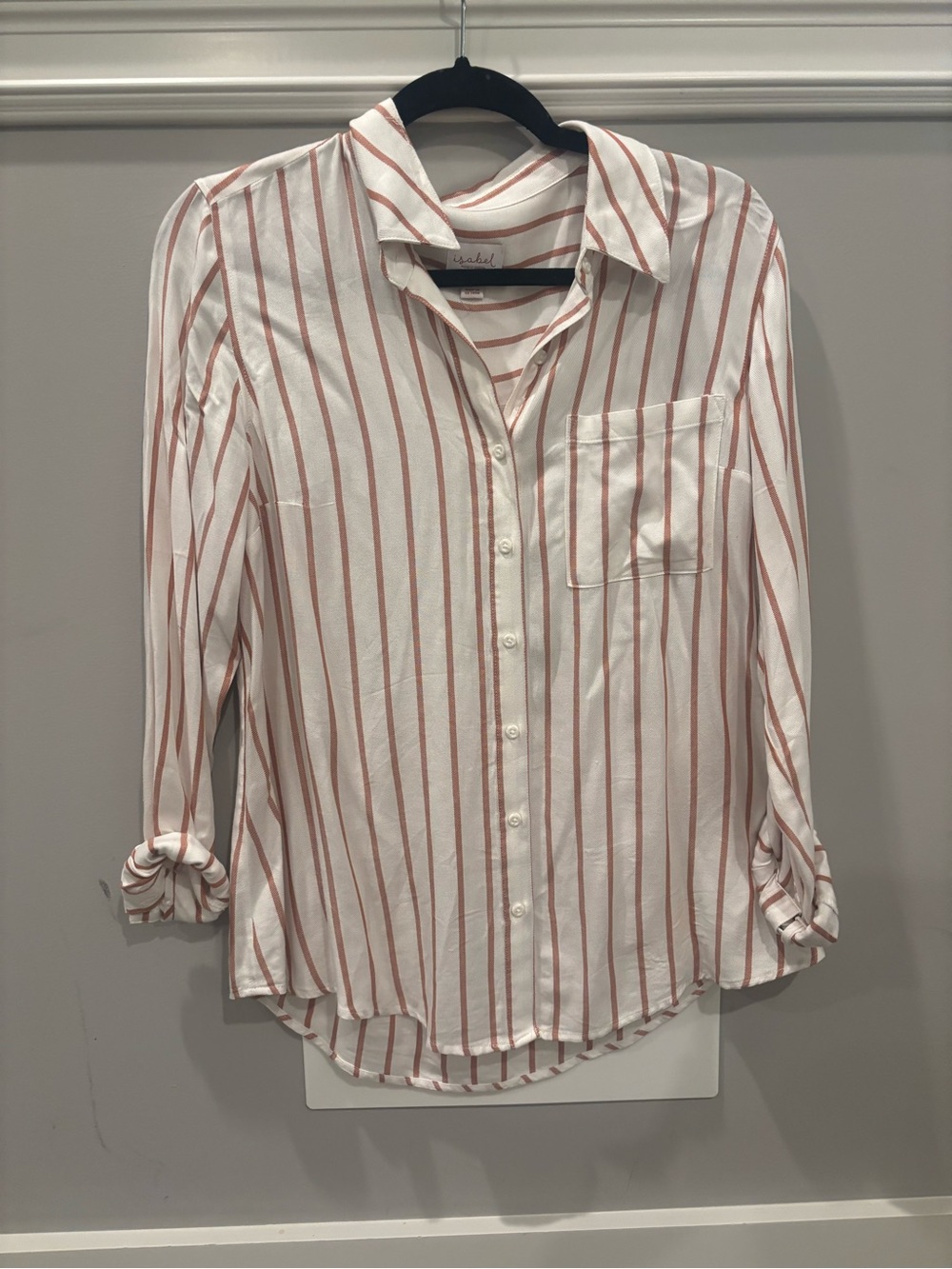 Isabel Maternity by Ingrid & Isabel White and Rust-Striped Maternity Button-Down